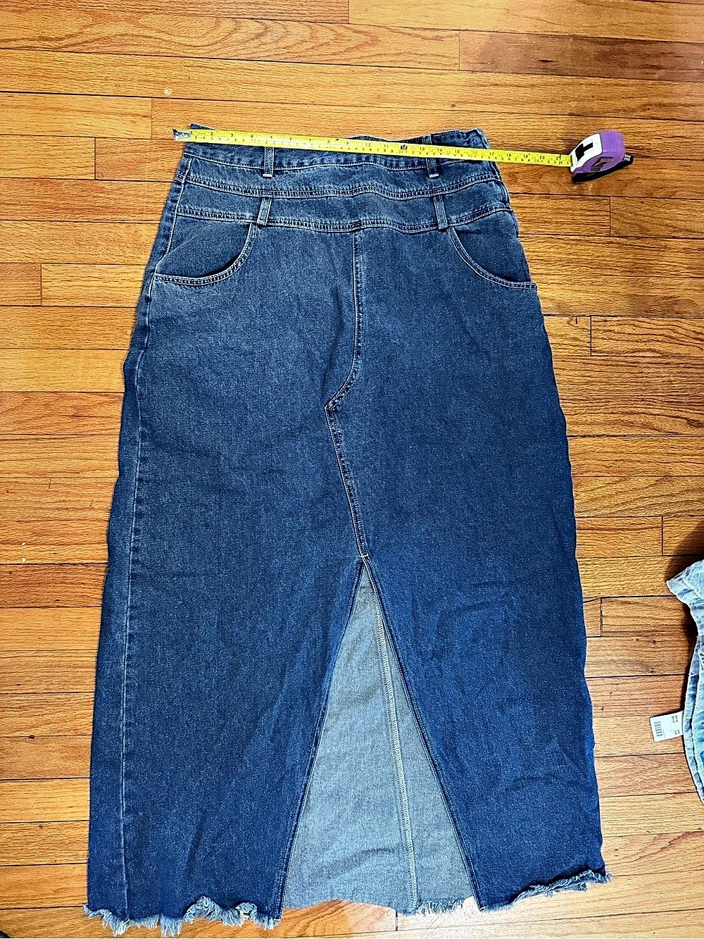 Denim Maxi Skirt in Blue